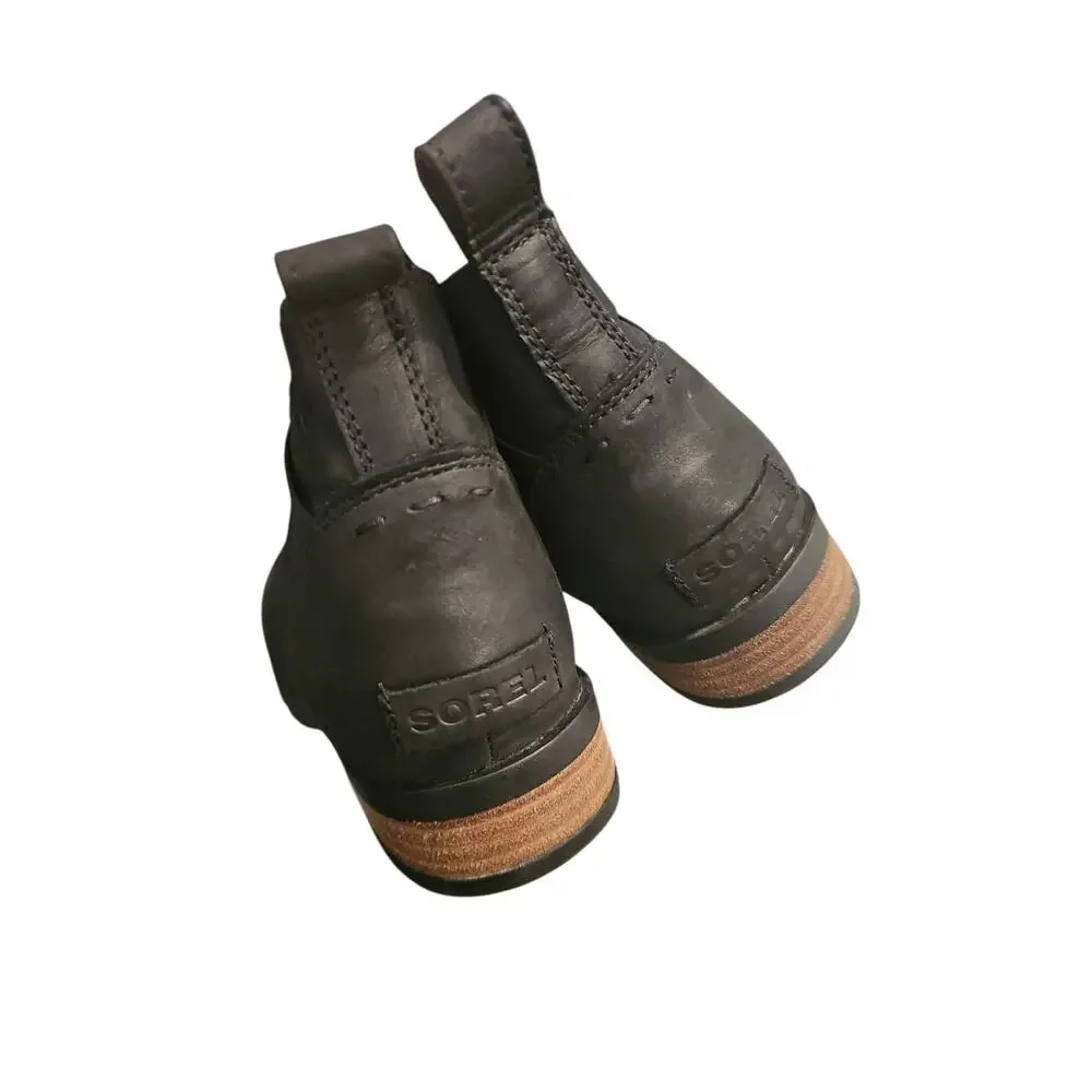 Sorel Emelie Chelsea Bootie black leather waterproof ankle boots sz 6 $150